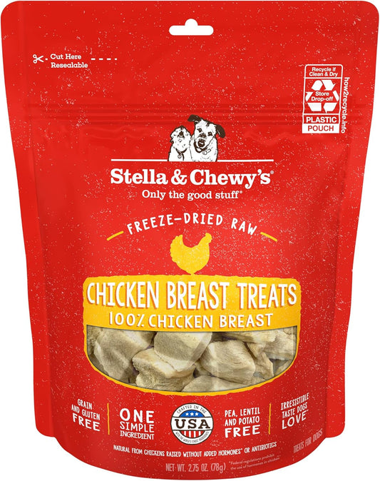 Freeze-Dried Raw Chicken Breast Dog Treats - Single Ingredient, No Additives - Premium Training Treats - Perfect for Picky Eaters - 2.75Oz Bag