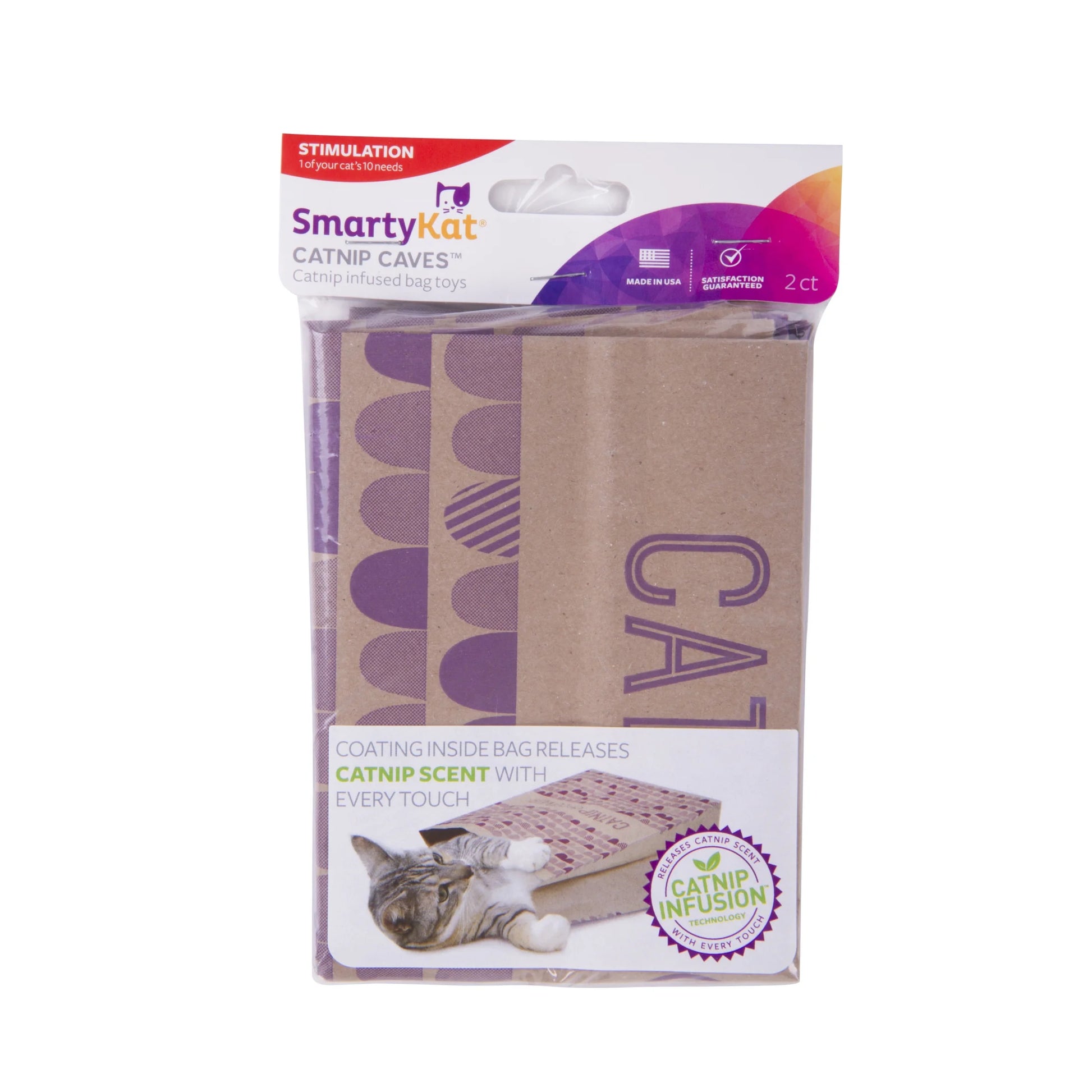 Catnip Caves Paper Bag Cat Toys, Scratch Activated Catnip Scent, 2 Count