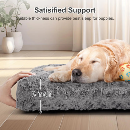 Large Dog Bed, Luxury Rose Velvet Pet Mattress, Washable Dog Mattress for Crate, Non Slip Bottom, Suitable for Large, Medium Dogs 36 "X 23", Light Gray