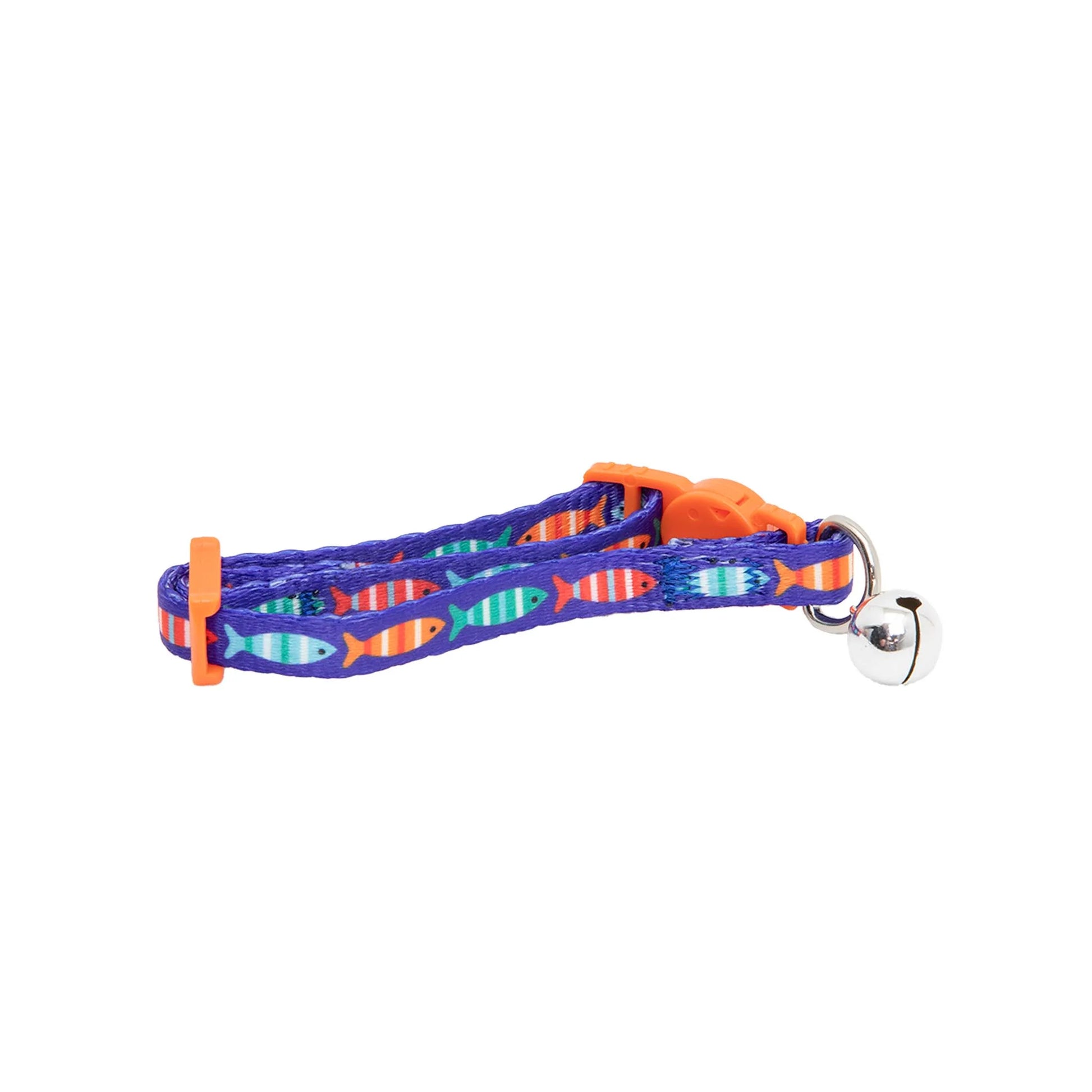 2-Pack Kitten Collar Navy Multi Fish and Solid Blue, One Size