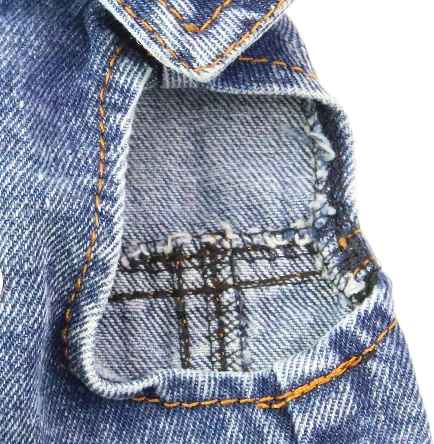 Vintage Washed Denim Dog Jeans Jacket - Cool Puppy Lapel Vests for Small Medium Dogs & Cats