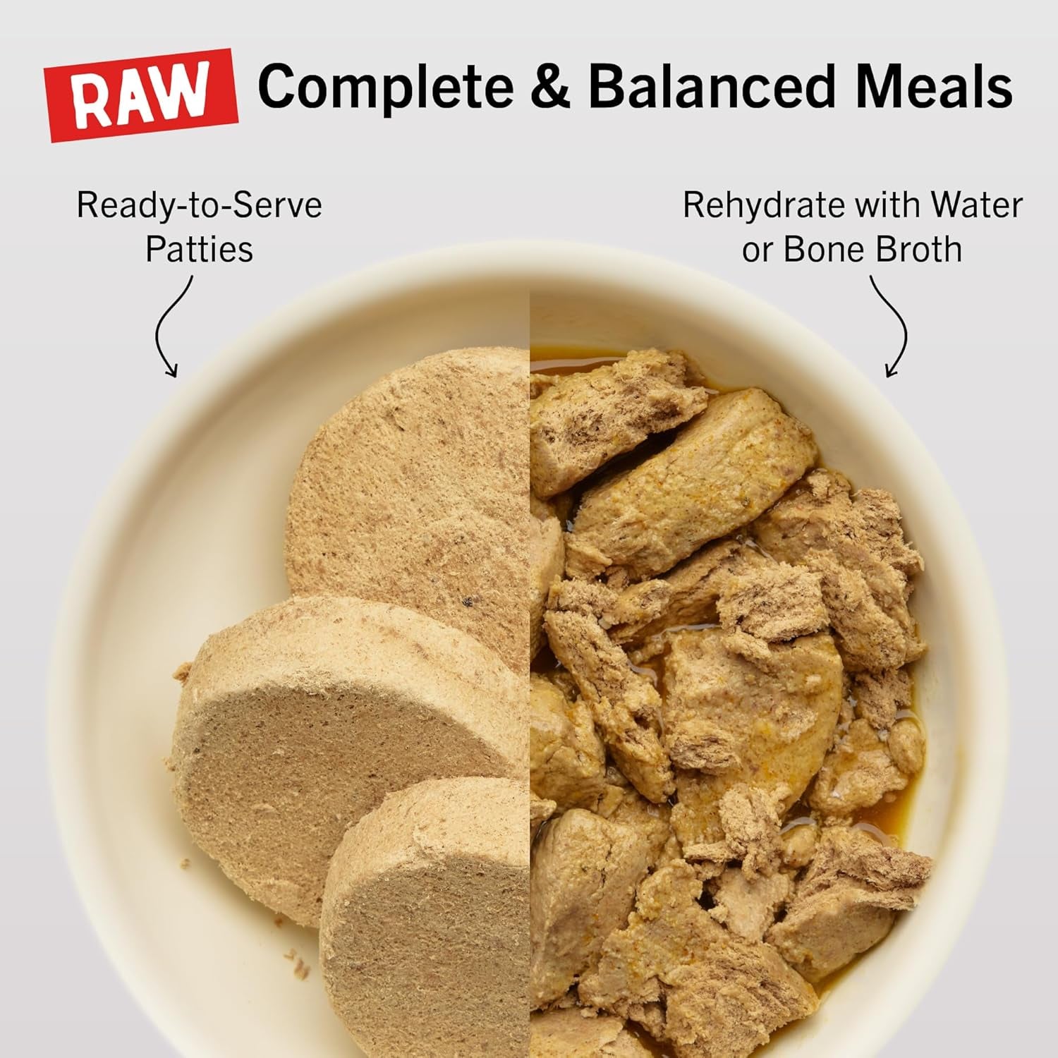 Freeze-Dried Raw Dinner Patties - Beef Recipe - High Protein Grain-Free Puppy & Dog Food - Perfect for Picky Eaters - 14 Oz