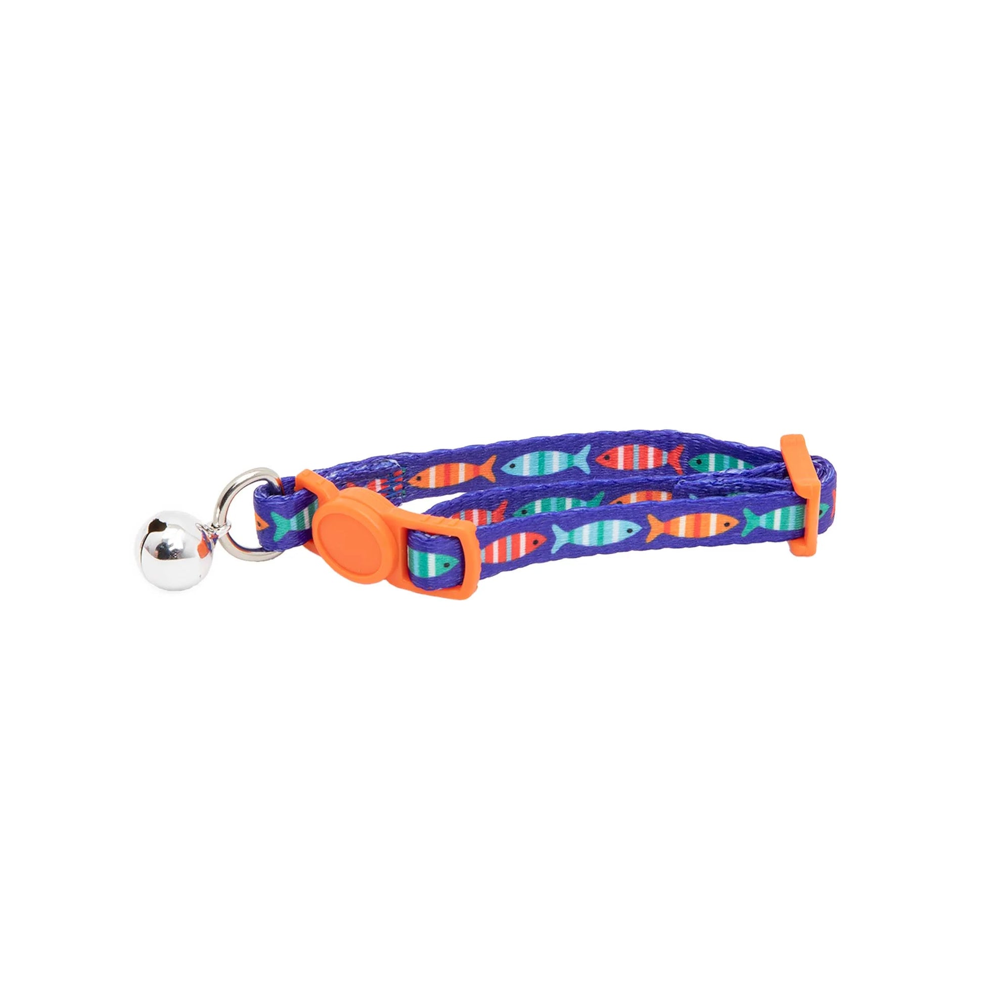 2-Pack Kitten Collar Navy Multi Fish and Solid Blue, One Size