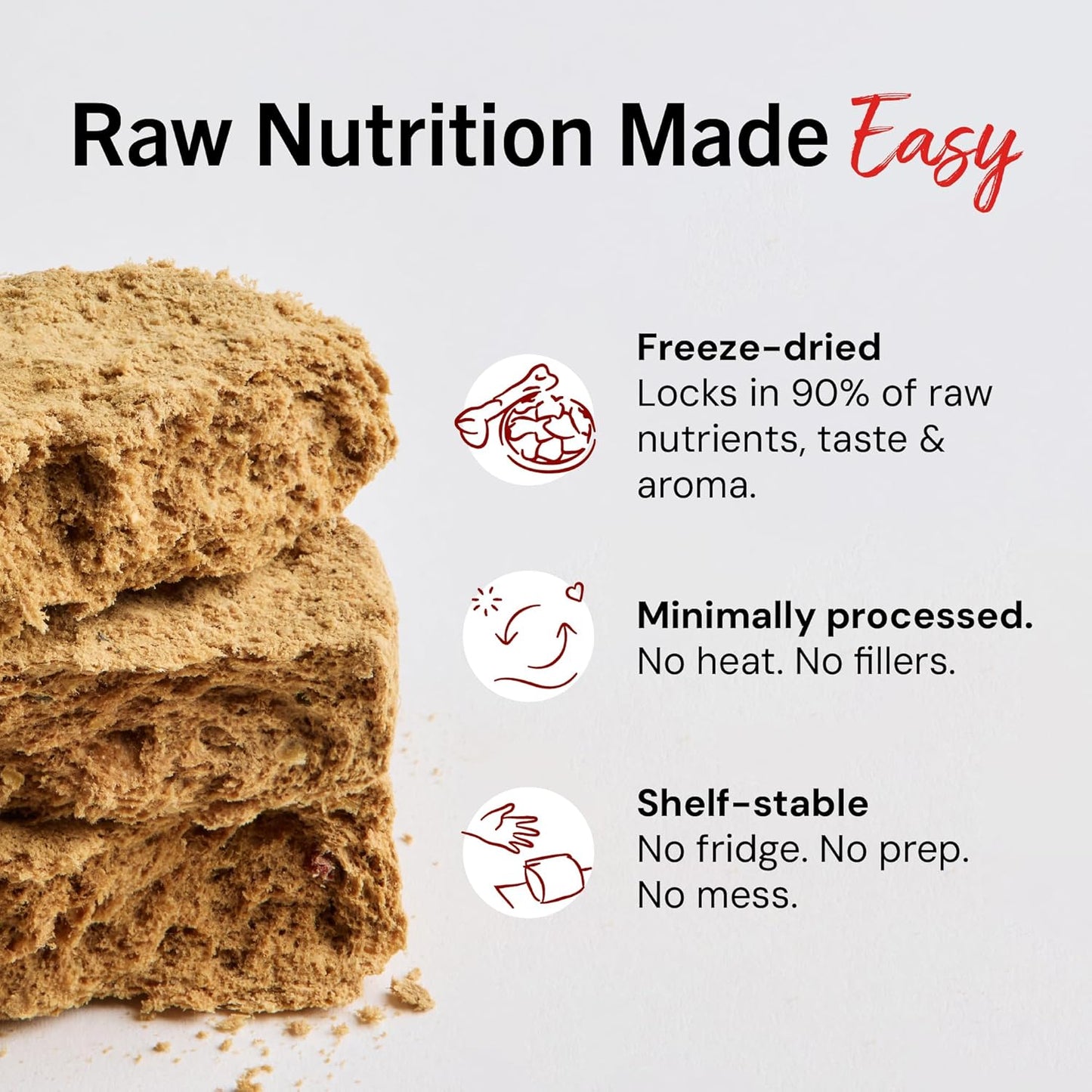 Freeze-Dried Raw Dinner Patties - Beef Recipe - High Protein Grain-Free Puppy & Dog Food - Perfect for Picky Eaters - 14 Oz