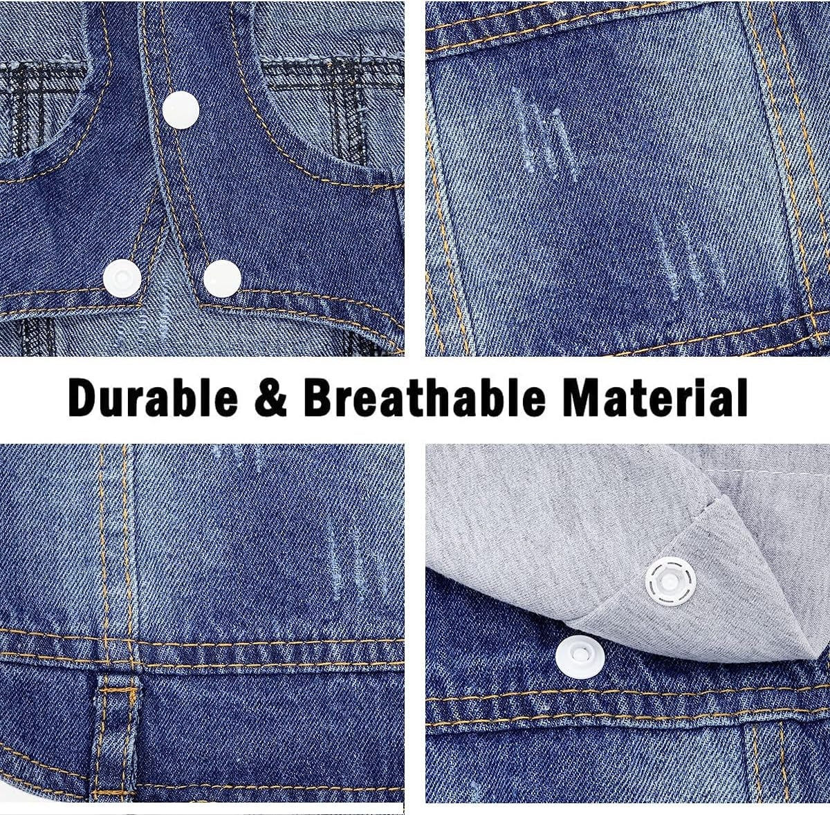 Pet Clothes Dog Jeans Jacket Cool Blue Denim Hoodie Coat, Puppy Clothing Shirt Costume, Doggy Vintage Washable Lapel Vest, Dog Classic T-Shirt Apparel for Small Medium Dogs Cats (Blue, Medium)