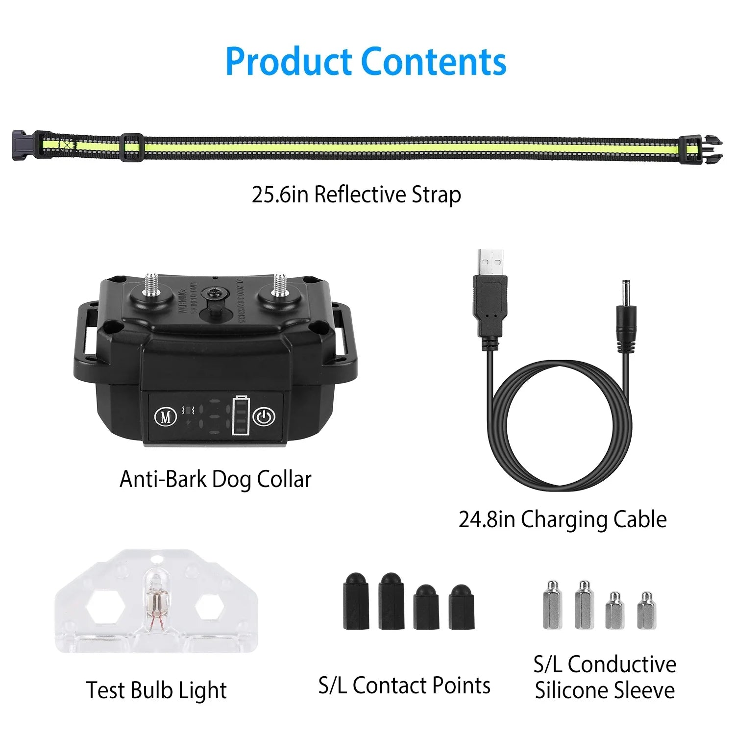 Dog Bark Collar Rechargeable Waterproof Beep Vibration Static Stimulation Bark Stopper Automatic Identification Collar with 6 Intensity Dual Modes